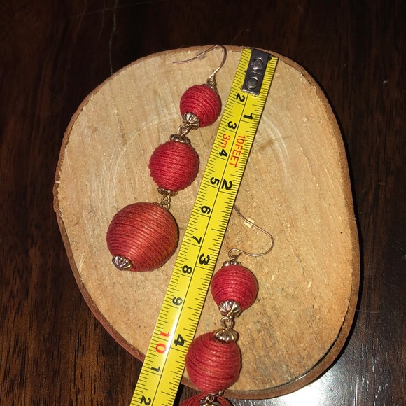 Bonbons drop earrings red and gold - Picture 3 of 3